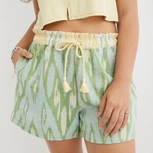 Aerie | Green & Yellow Jacquard High Waisted Shorts